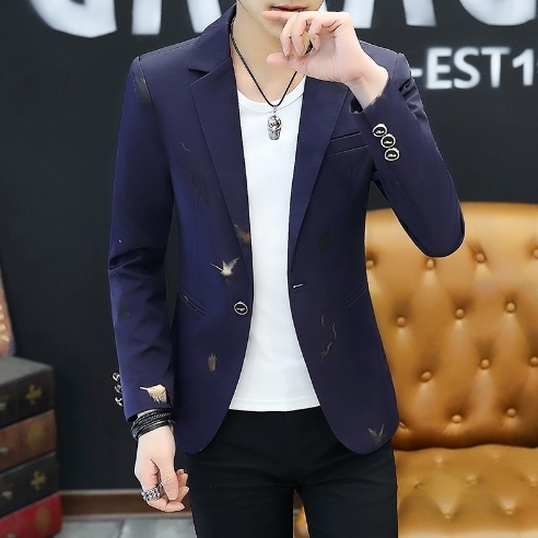 Men's Suits Blazers mens fashion spring printing suit top jacket Slim Fit Small Suit Casual Single breasted buckle check Coat Top 230705