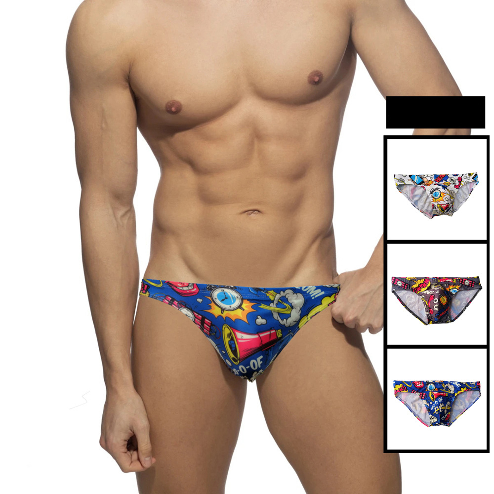 Men's Swimwear Sexy printed swimsuit men's low waisted quick drying beach suit summer p230705