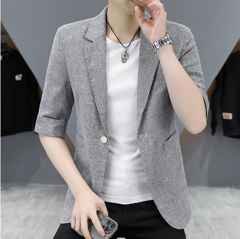 Men's Suits Blazers Summer Mid sleeved Suit Youth Slim Fit Small Formal Single suit top jacket 230705