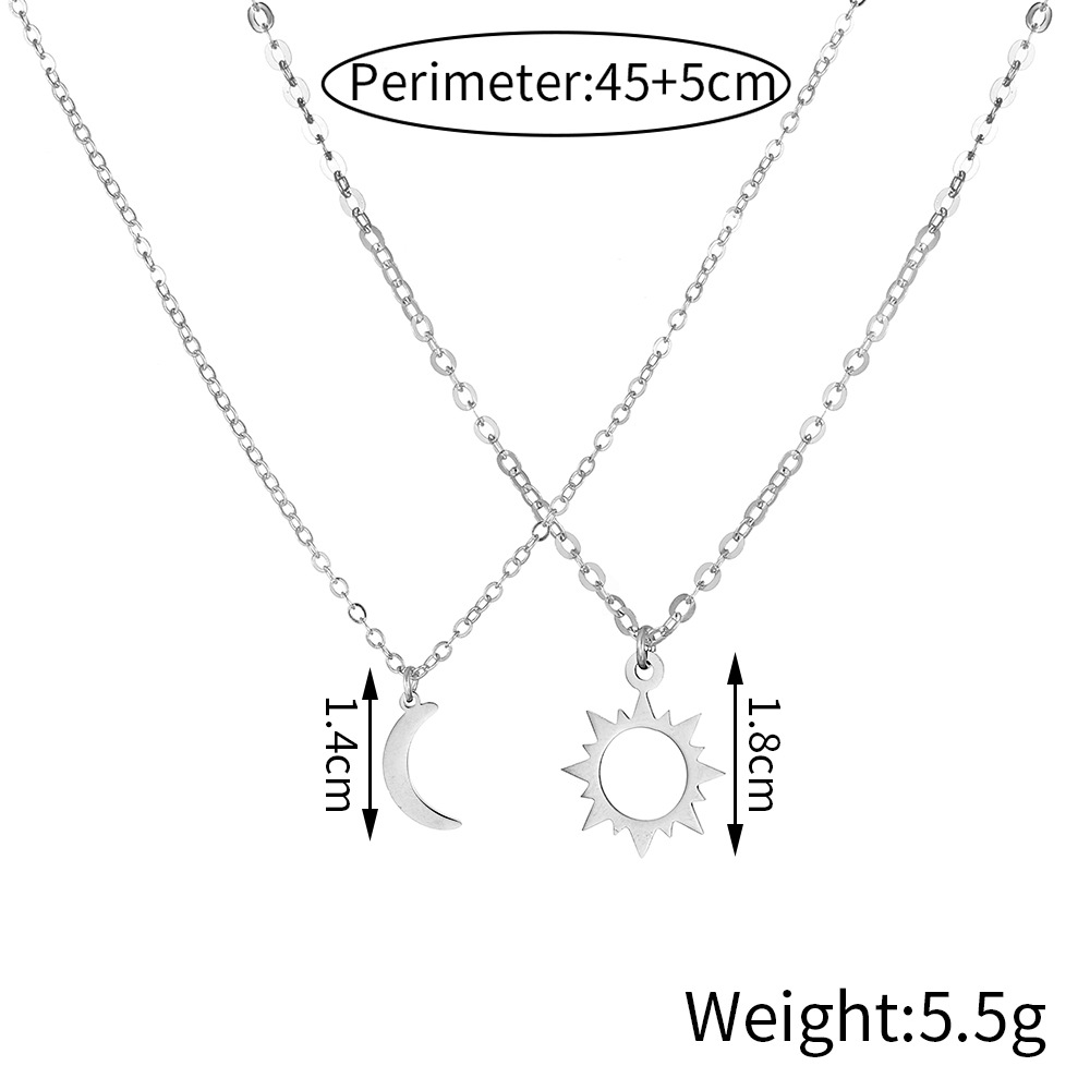 Antique Silver Moon and Sun Pendant Necklace for Women Gift