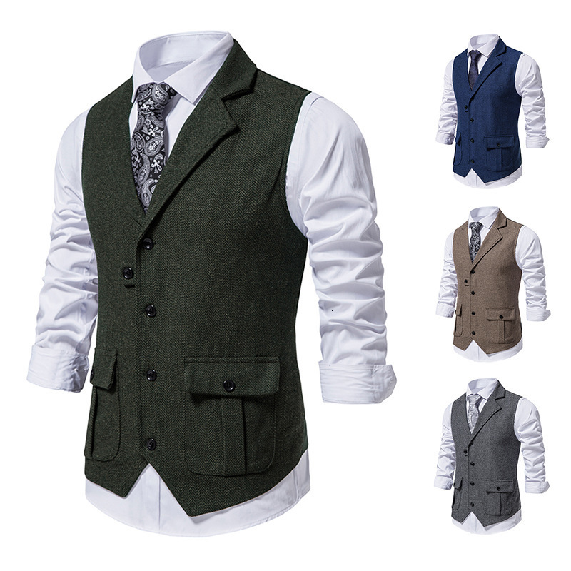 Men's Vests Herringbone Tweed Suit Vest Vintage Lasel Casual 230705