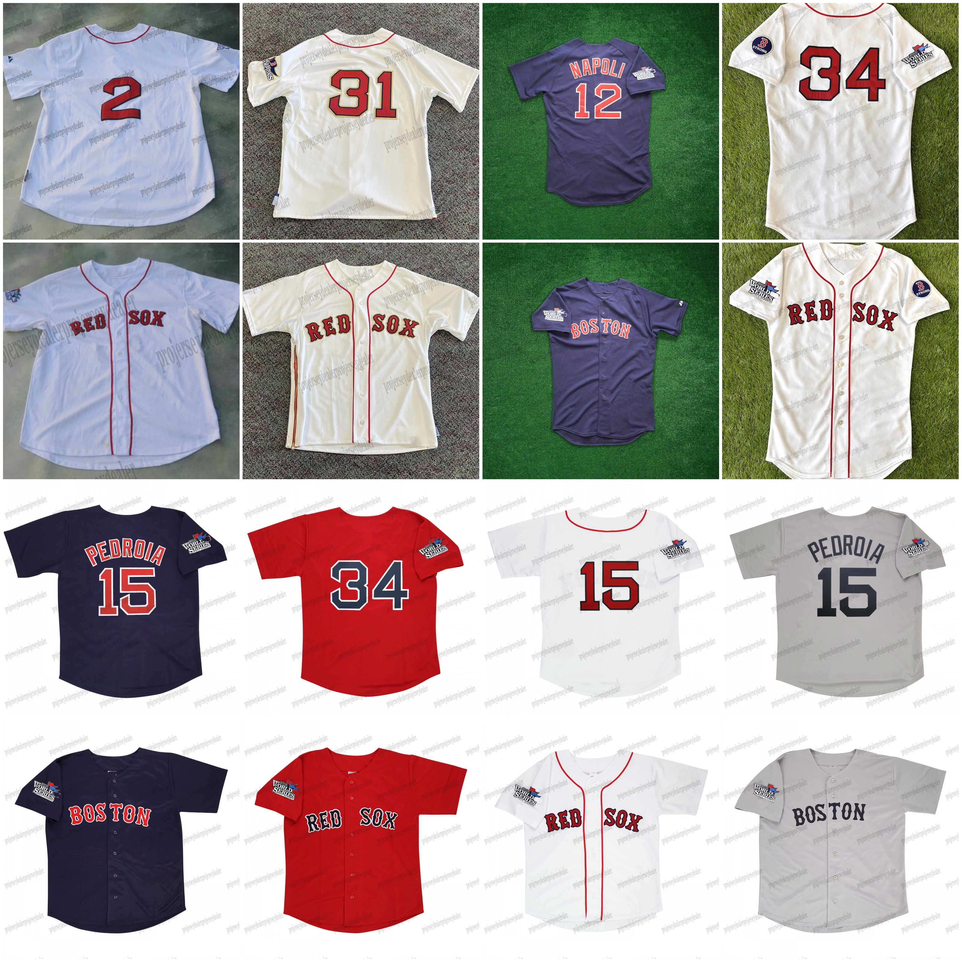 2013 world series Red Sox Baseball Jerseys Jacoby Ellsbury Mike Napoli Dustin Pedroia David ortiz Majestic Boston Custom