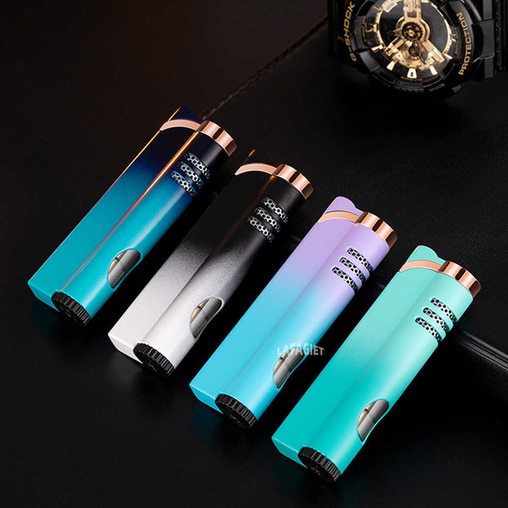 Windproof Torch Without Gas Lighter Powerful Tube Straight Blue Fire Turbo Pipe Butane Refillable Jet Flame Creative Smoker Gift GQG5 OH3J W260202