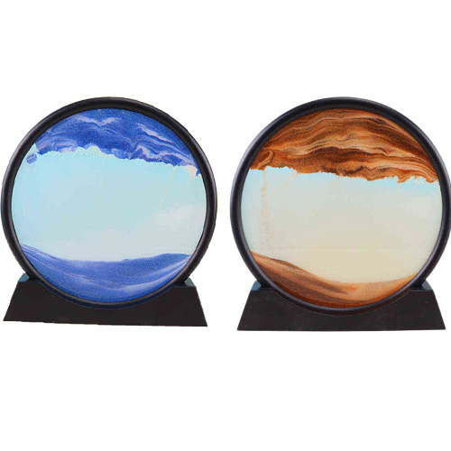Moving Sand Art Picture Round Glass 3D Deep Sea Sandscape In Motion Display Flowing Sand Frame 712inch For home Decoration Y11238006182