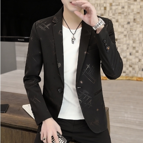 Men's Suits Blazers mens youth printing jacket top spring coat fashion suit Slim Fit Small Coat 230705