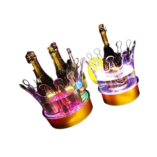 New Crown LED Rechargeable Ice Bucket LED Beer Holder Bar Cooler Container Acrylic Transparent Champagne wine beer ice bucket5095466