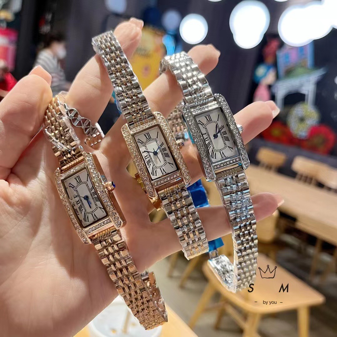 Luxury Women Watch Diamond Case Rose Gold Quartz Movement Stainless Steel Fashion Dress Watches Lifestyle Waterproof Designer Analog Lady Clock Montre De Luxe