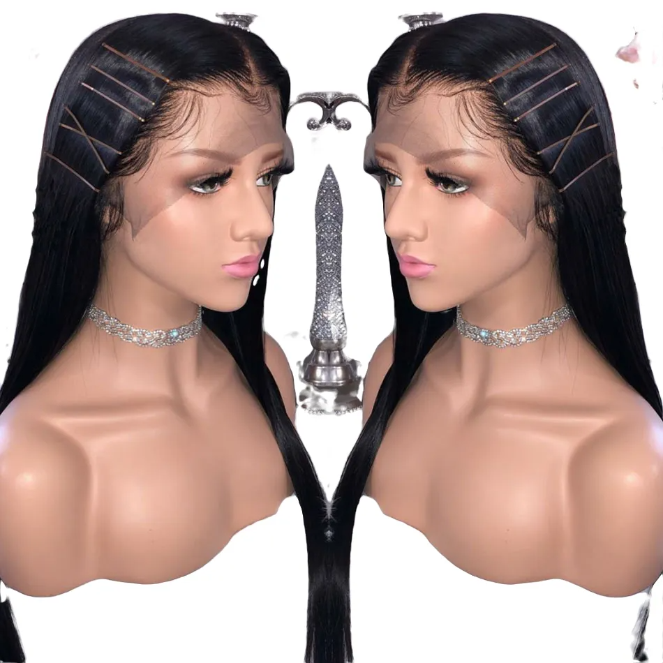 Brazilian 100 Real Human Hair Wigs 13x4 Remy Straight Lace Front Human For Black Women 28 Inch Wig 150