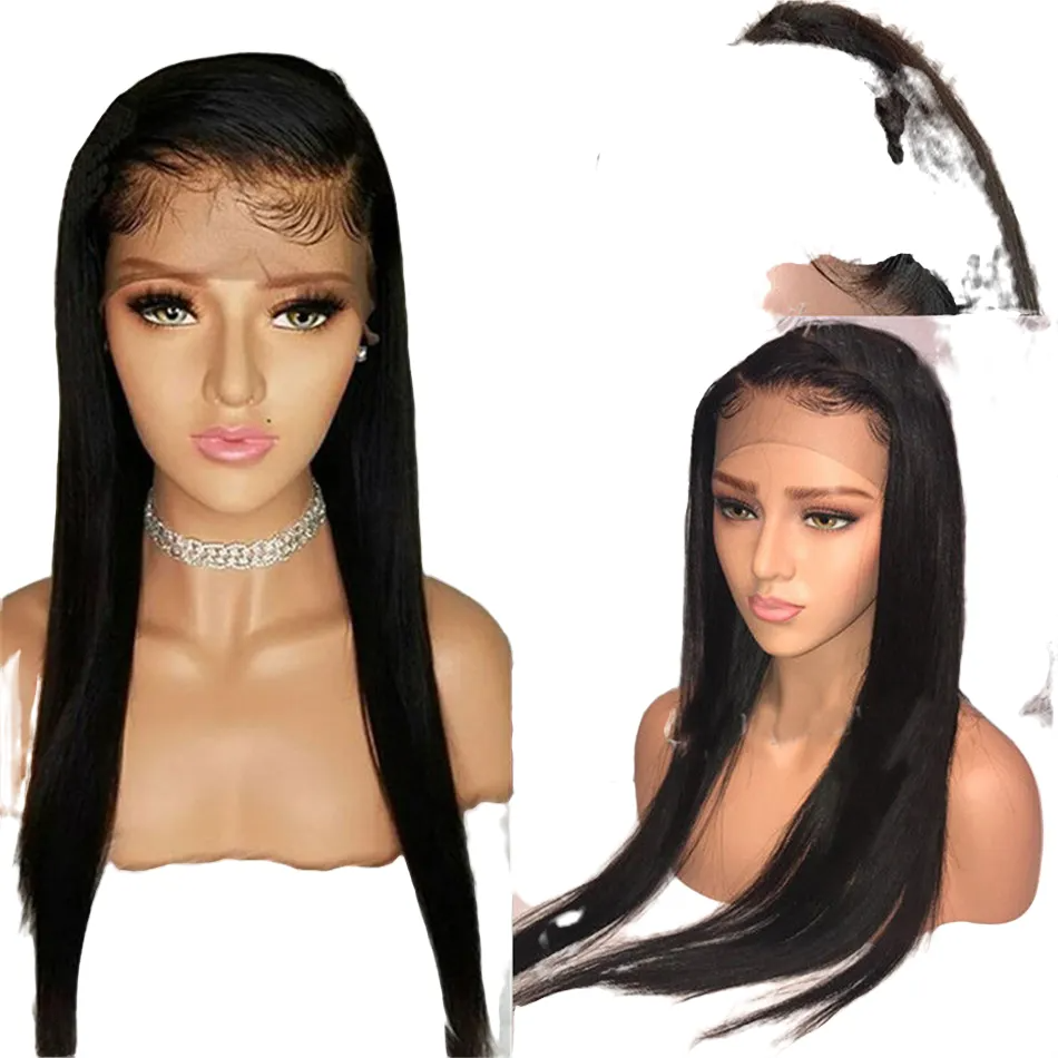 Brazilian 100 Real Human Hair Wigs 13x4 Remy Straight Lace Front Human For Black Women 28 Inch Wig 150