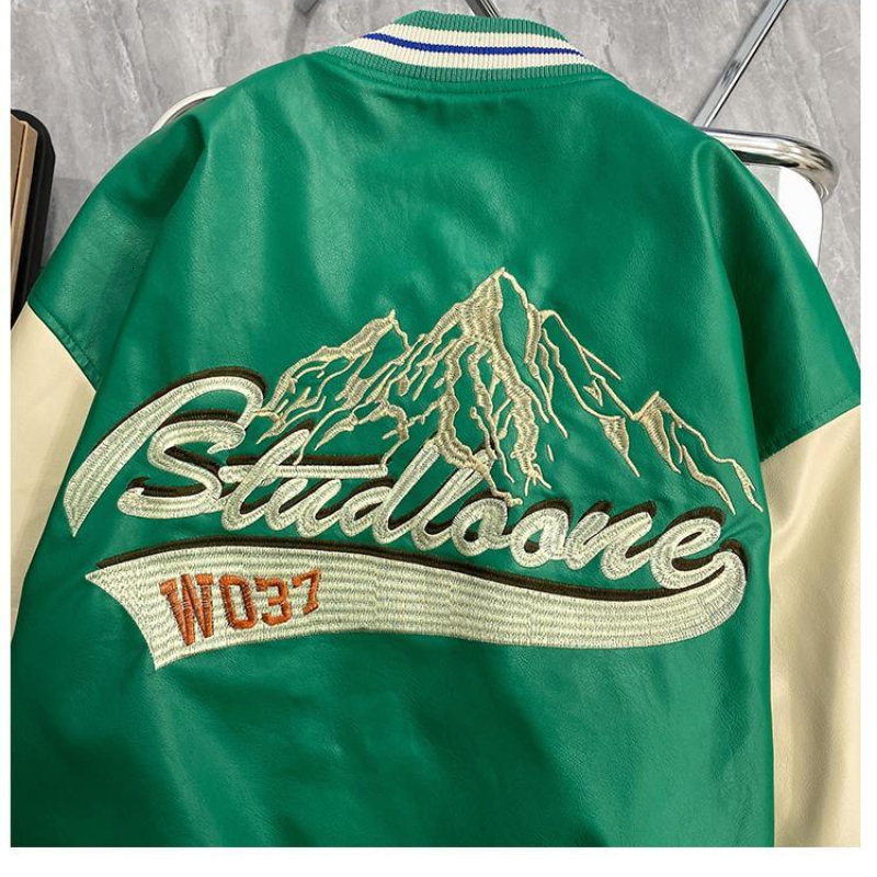 Mens Jackets Autumn and winter retro American pilot leather jacket mens and womens hiphop loose Y2K embroidered stitching baseball uniform 230705