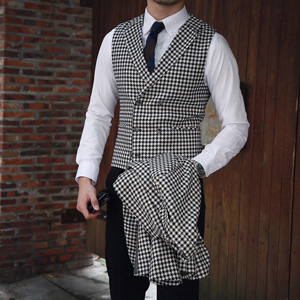 Men's Suits Blazers Houndstooth Blazer and vest for Wedding Formal Tweed Tuxedos Custom Made Man Jacketpantsvest 230705