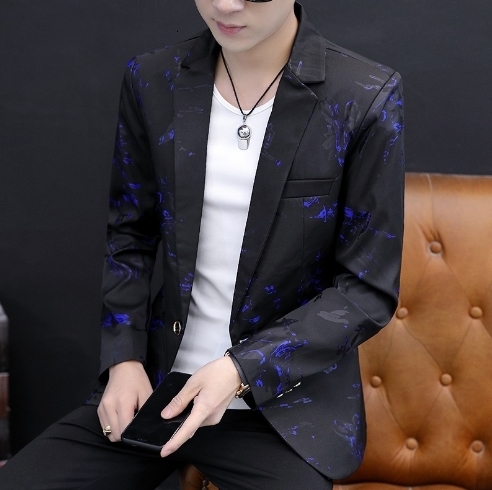 Men's Suits Blazers mens fashion spring printing suit top jacket Slim Fit Small Suit Casual Single breasted buckle check Coat Top 230705