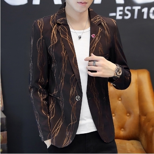 Men's Suits Blazers mens youth printing jacket top spring coat fashion suit Slim Fit Small Coat 230705