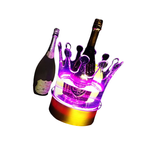 New Crown LED Rechargeable Ice Bucket LED Beer Holder Bar Cooler Container Acrylic Transparent Champagne wine beer ice bucket5095466