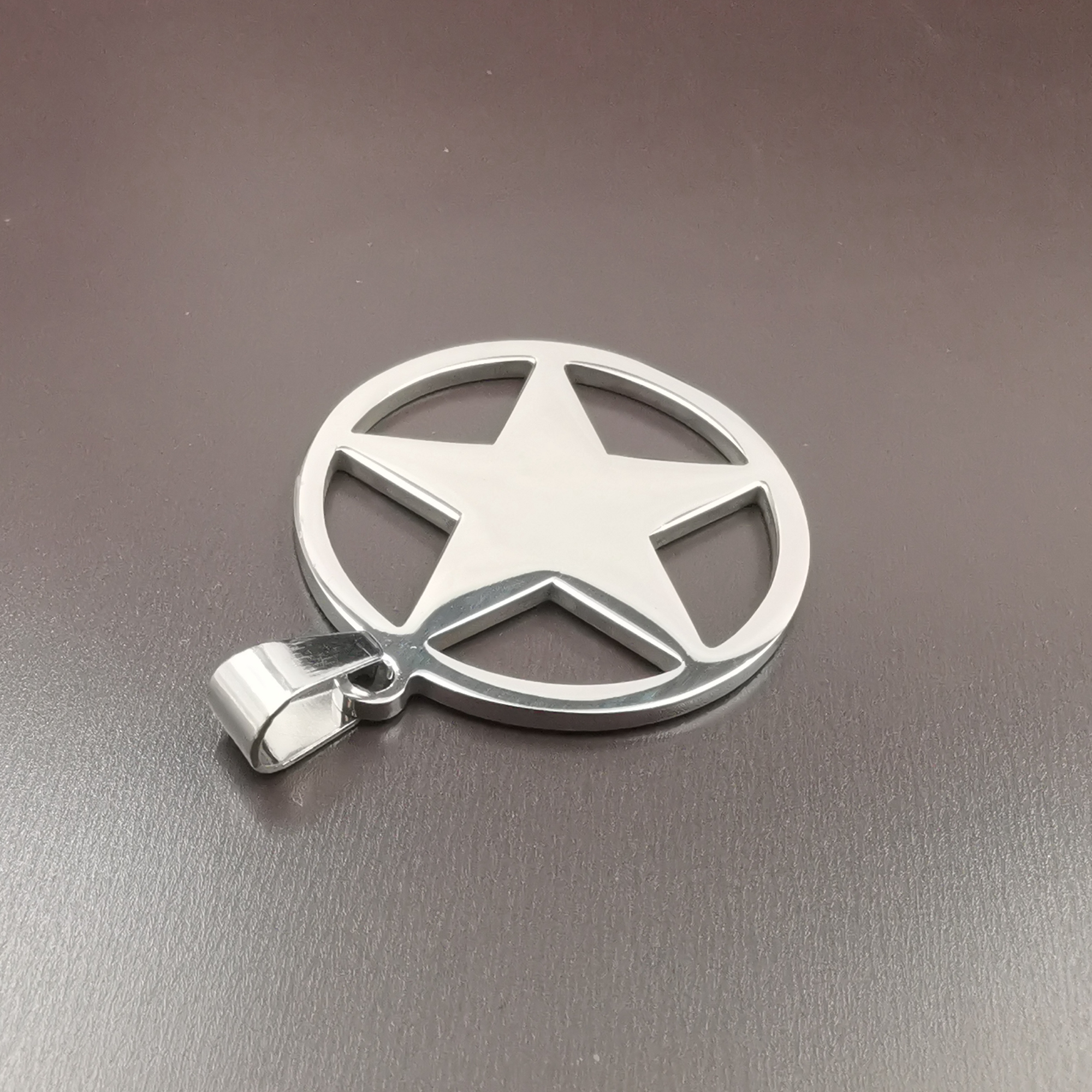 Mens Stainless Steel Pentagram Necklace Five-pointed Star Pendant Polished Silver 24inch for Friends Fashion Gifts