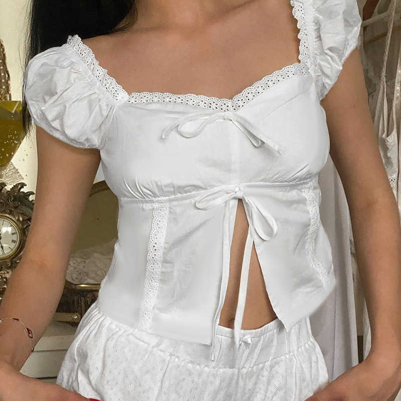 Women's Top lace Short Sleeve Tie Top 2023 Summer Spice Girl Split Versatile T-shirt Women, White
Women's Top lace Short Sleeve Tie Top 2023 Summer Spice Girl Split Versatile T-shirt Women, White