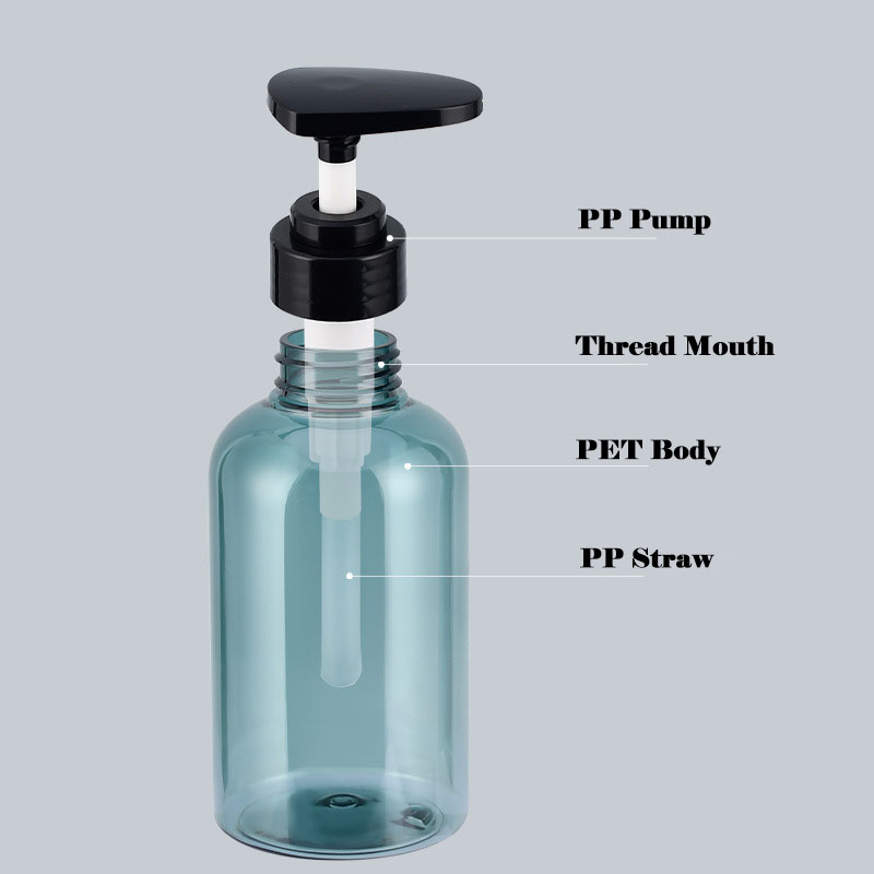 Amber Blue Plastic Pump Bottles 10oz 300ml 16oz 500ml Cosmetic Containers for Lotion Skin Care Serum Shampoo Shower Gel Body Butter