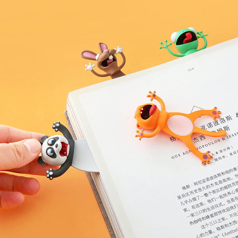Bookmark 1pcs Creative 3D Stereo Bookmark for Book Reading Cartoon Animal Marker Cute Panda Dog Shark Page Hold Kids Gifts School A6660 230704