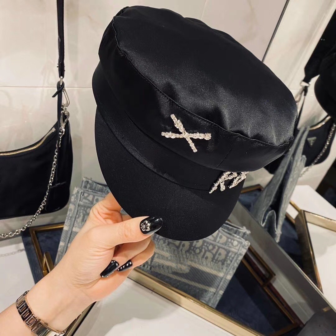 Berets Home>Product Center>Product Center>Red Explosive Letter RB Satin Navy Hat Casual Breathable Pilot Hat 230704
