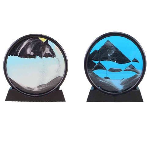 Moving Sand Art Picture Round Glass 3D Deep Sea Sandscape In Motion Display Flowing Sand Frame 712inch For home Decoration Y11238006182