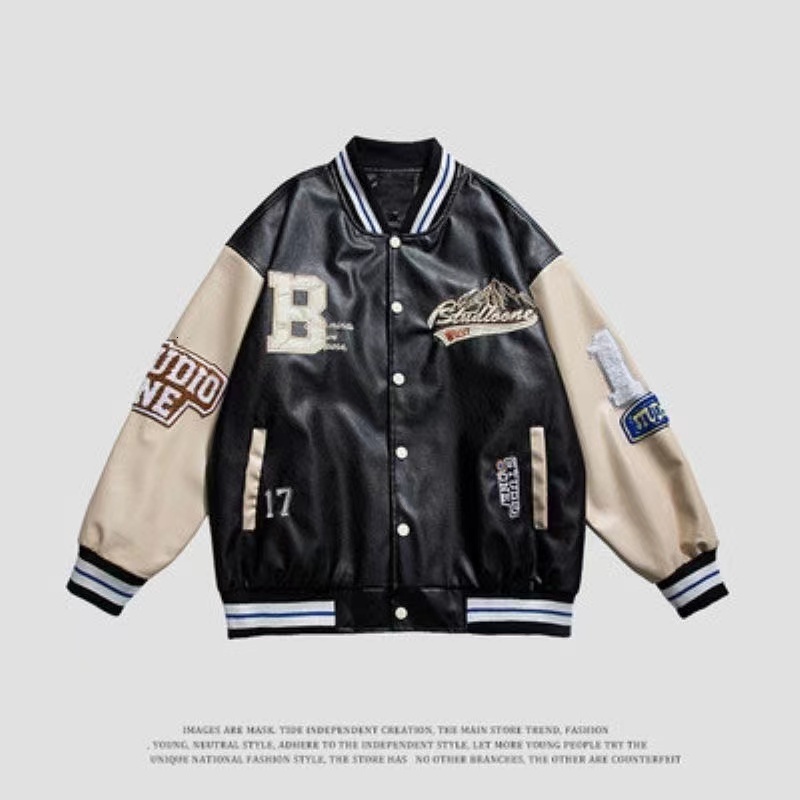 Mens Jackets Autumn and winter retro American pilot leather jacket mens and womens hiphop loose Y2K embroidered stitching baseball uniform 230705
