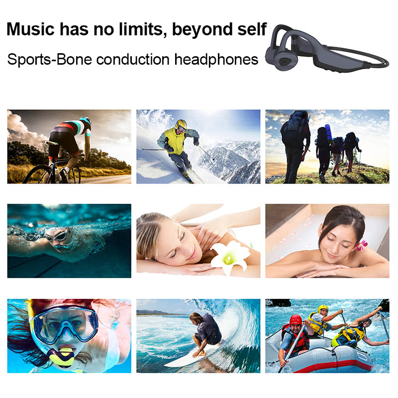 K7 IPX8 Waterproof Swimming Wireless Bluetooth Headphones MP3 Player Sport Earphone Bone Conduction Headset Run Diving Earbuds Mic