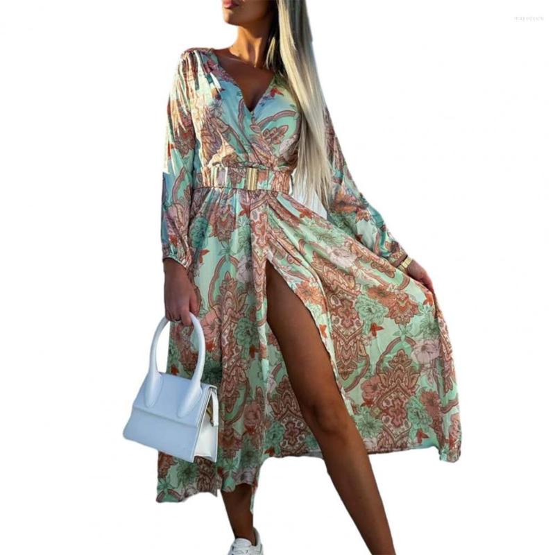 Casual Dresses Women Long Dress Deep V Neck Sexy Summer Bohemia Print Beach