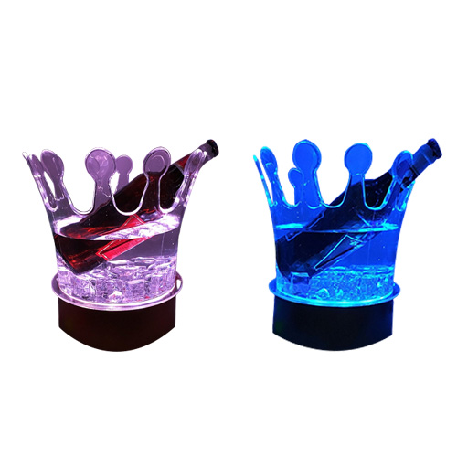 New Crown LED Rechargeable Ice Bucket LED Beer Holder Bar Cooler Container Acrylic Transparent Champagne wine beer ice bucket5095466
