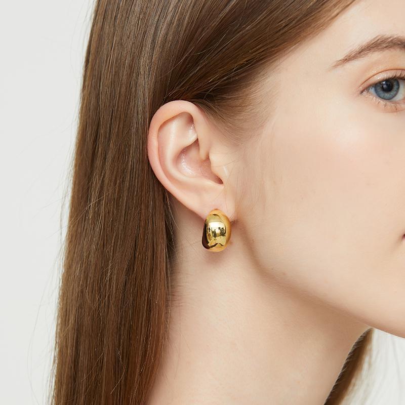 Ear Cuff Creative Beans Studs Metal Open Thick Hoops Chunky Earrings for Women Gold Plated Smooth Waterdrop Earrings Trendy Jewelry 230706