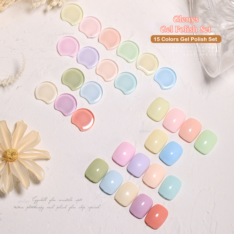 Nail Gel Glenys Macaron Polish 15PCS Candy Color Art Vernis Semi Permanent UV LED Immersion Salon Wholesale 230706
