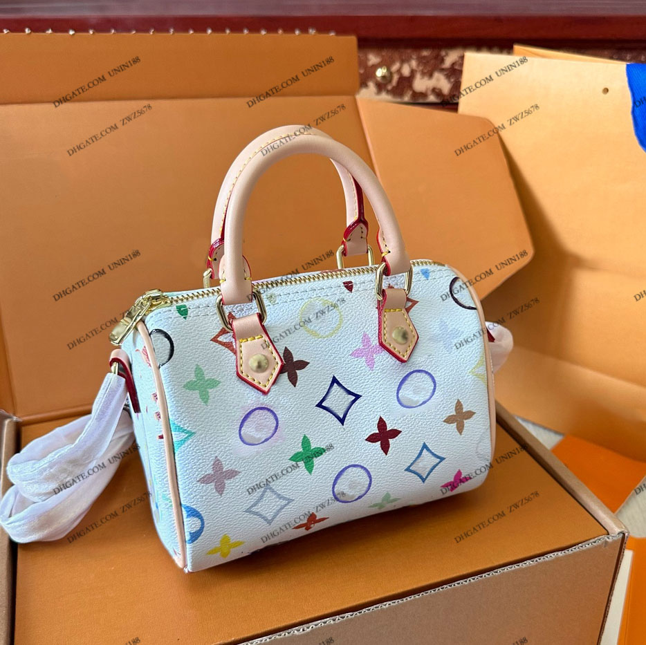 23SS Womens Luxurys Designers Totes Bag Speedy Handbags Tricolor Flowers Pillow Shouder Crossbody Women Handbag Pouch Purse 16cm