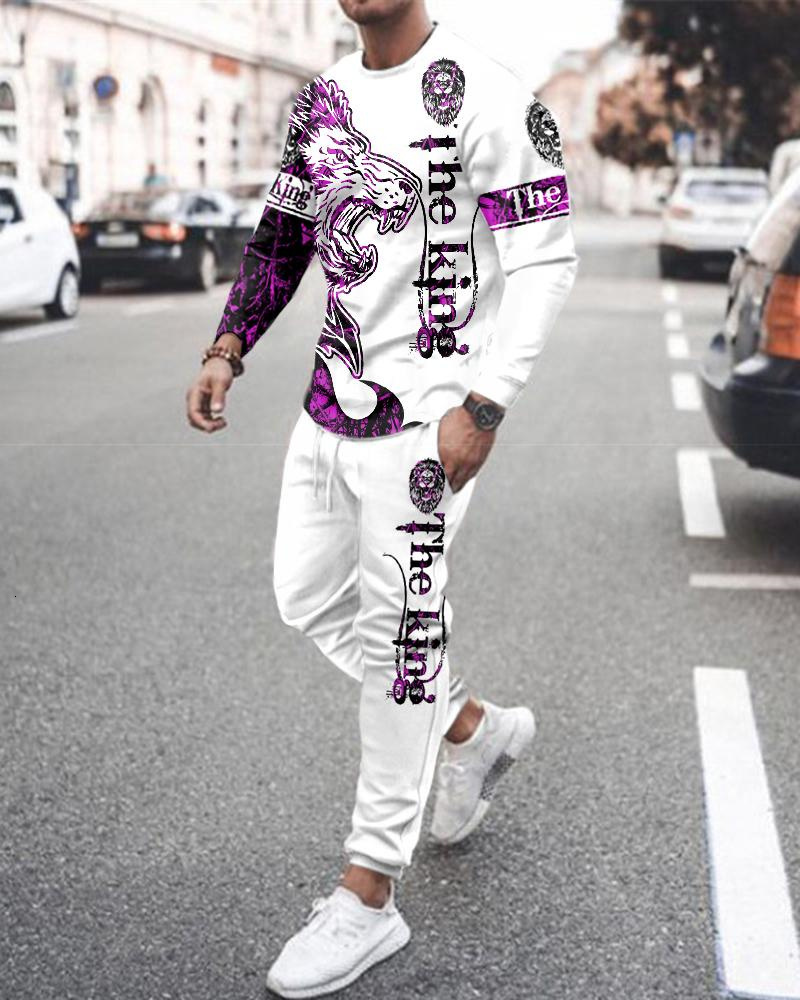Men's Tracksuits clothing set fashion must have active 3D printing long sleeved Tshirt men's zipper casual sports pants 230705