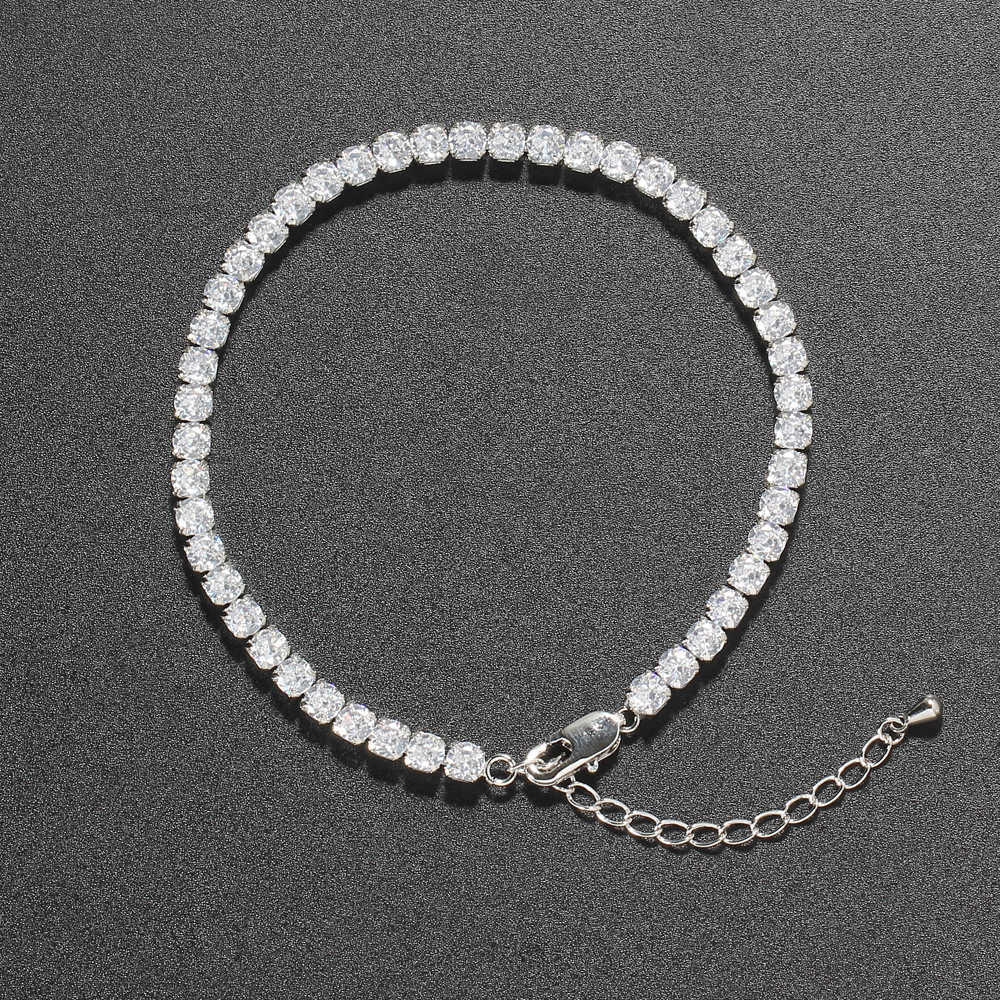 3mm 4mm 5mm Claw Tennis Chain Feet Anklet Chains Women's Hip Hop 8inch+2inch Extension Chain Gold Plated Iced Out Cubic Zirconia Minimalist Ankle