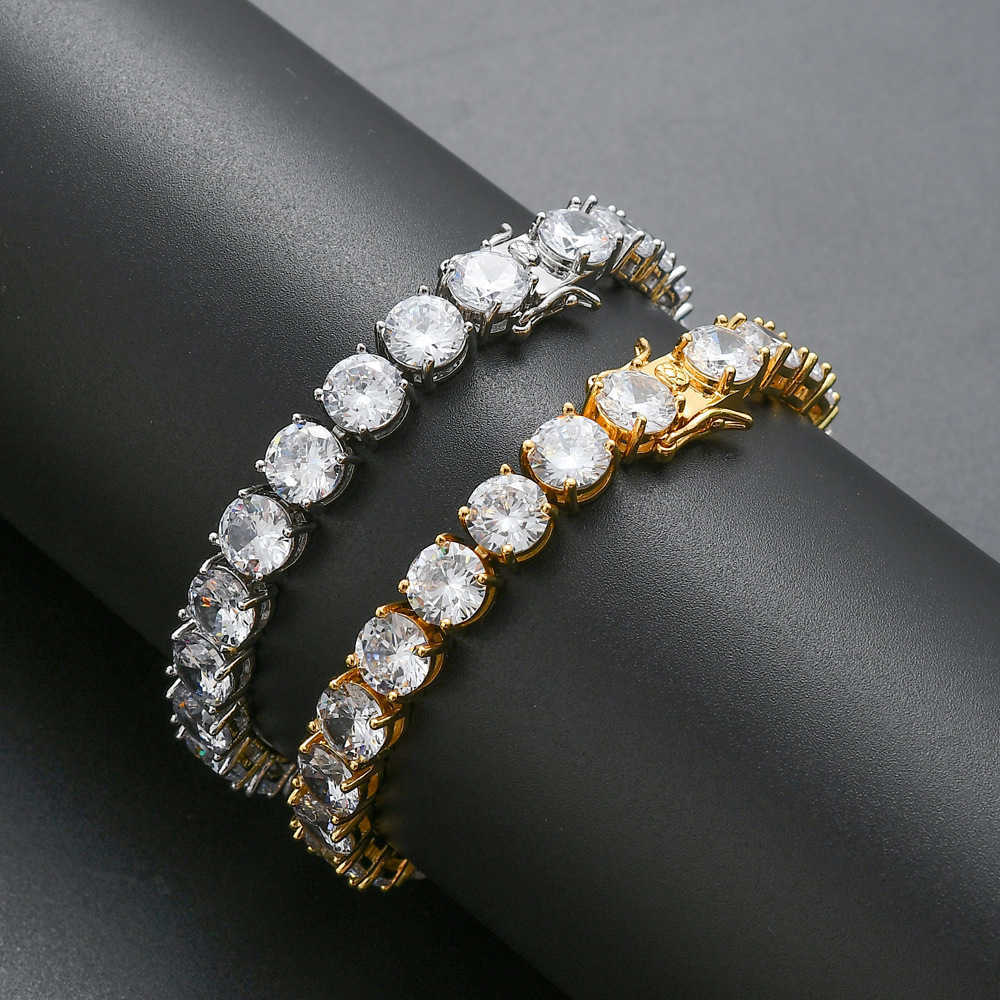 Gzw 8mm Width Tennis Chain Necklace And Bracelet Copper Chains Micro Inlaid Bling Bling Cubic Zircon Single Row Mens Cool Miamia Street Hip Hop Jewelr