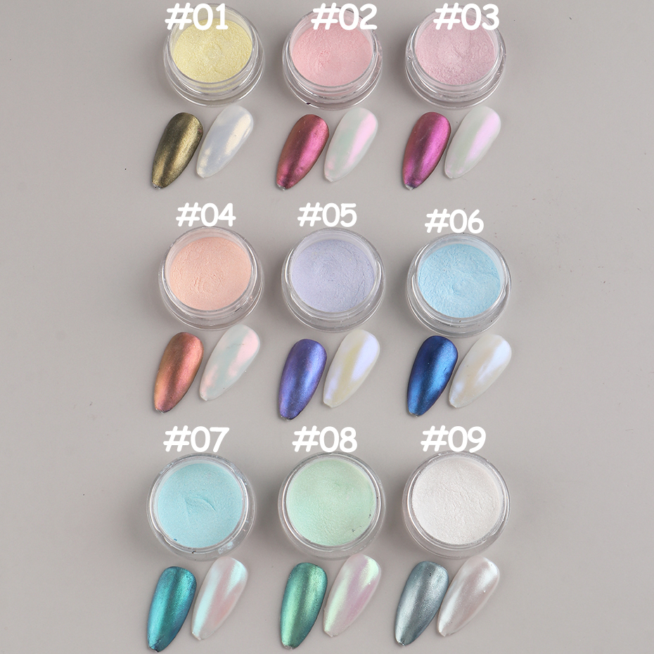 Nail Glitter 1 Box Aurora Nail Fairy Powder Pigment Pearl White Rubbing on Nail Art Glitter Dust Chrome Manicure Holographic Decorations 230705