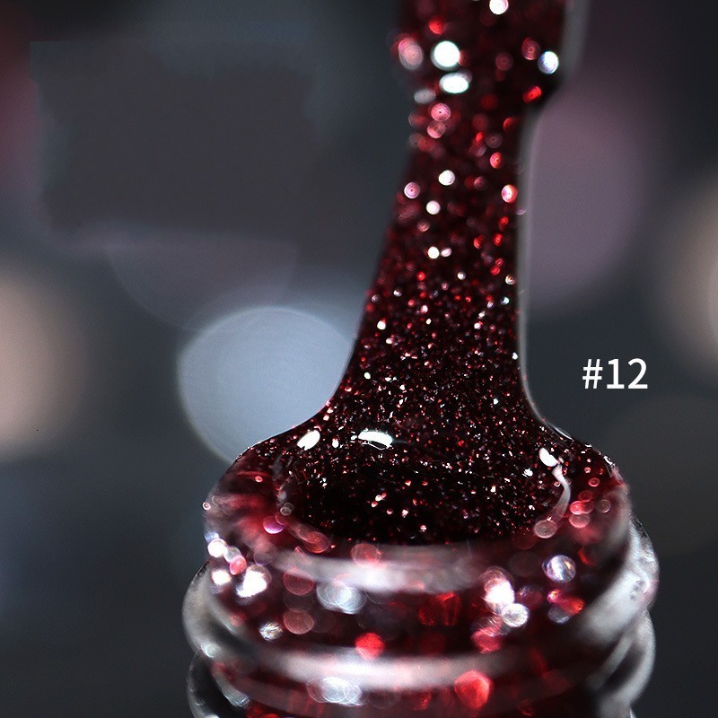 Nail Gel 12 Colors Reflective Sparkling Nail Gel Polish 15ml Holographic Glitter Effect Semi Permanent Soak Off Auroras UV Gel Nail Art 230706