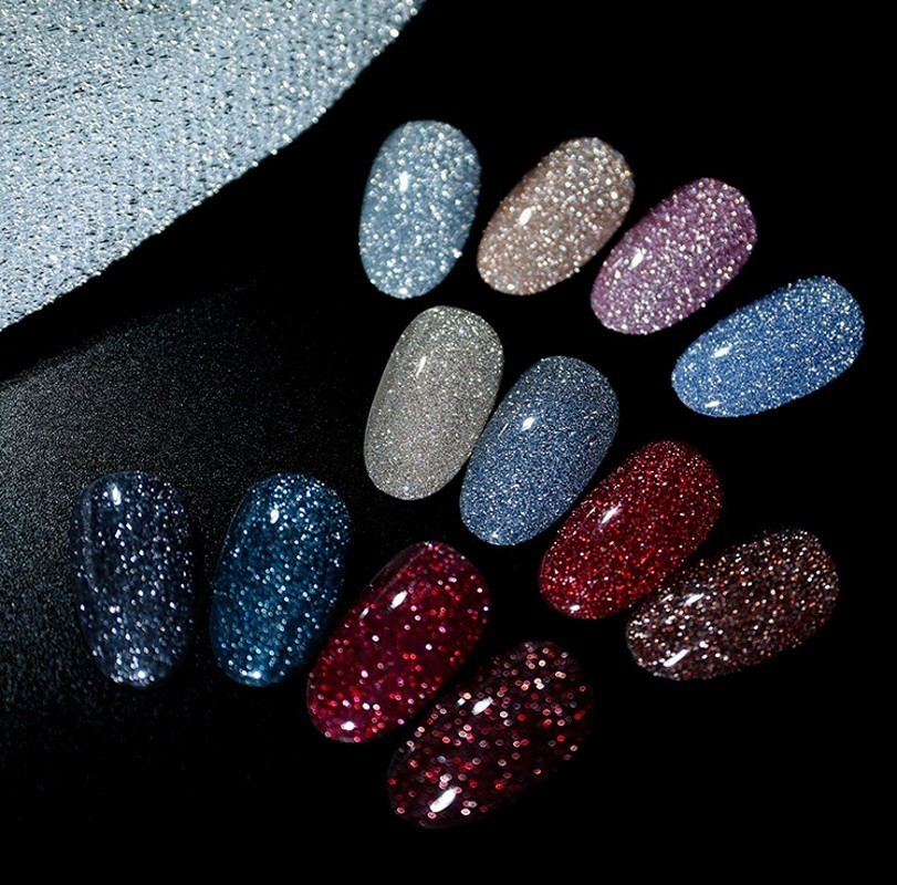 Nail Gel 12 Colors Reflective Sparkling Nail Gel Polish 15ml Holographic Glitter Effect Semi Permanent Soak Off Auroras UV Gel Nail Art 230706