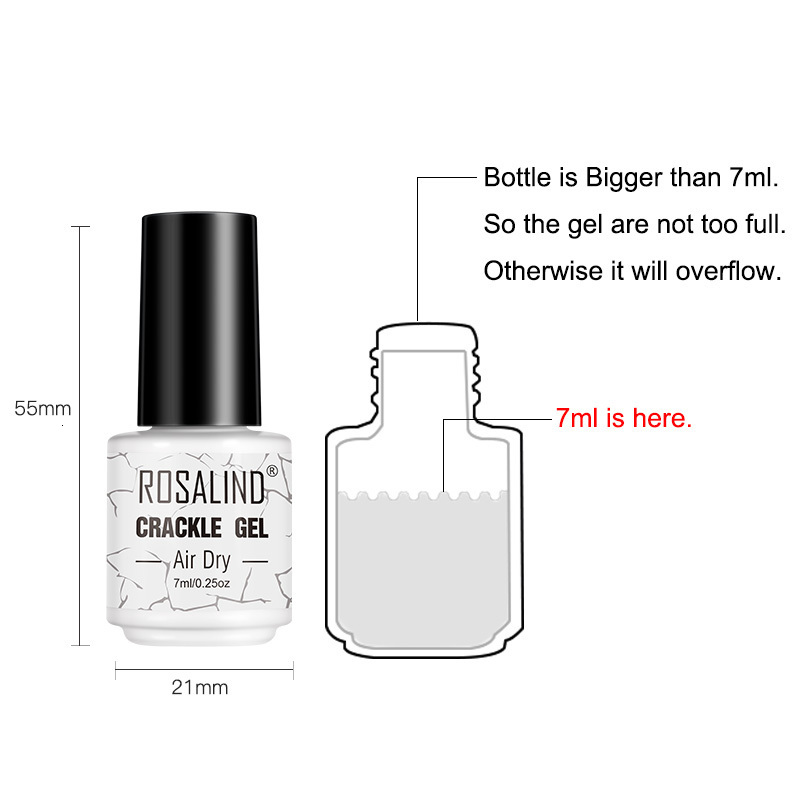 Nail Gel ROSALIND Crackle Gel Polish Semi Permanent Cracking Nail Lacquer Air Drying Hybrid Varnishes Nail Art Gel Polish Top Base Coat 230706