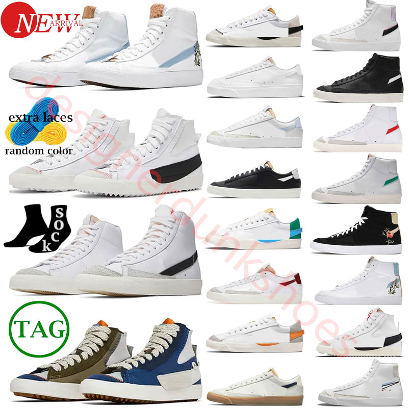 Blazes Mid 77 Vintage Blazers Jumbo Low Shoes Designer Men Women Black White Metallic Silver Indigo Pine Green University Blue World Champ Trainers Platform Shoes