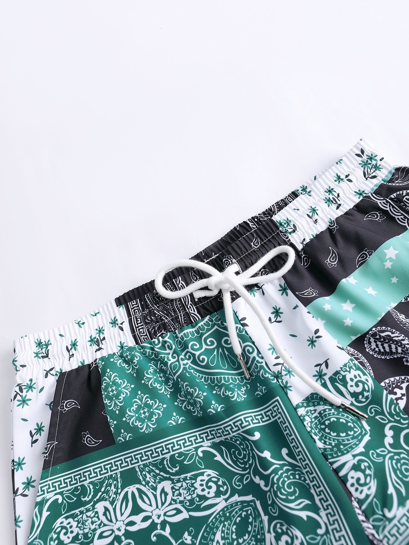 Men's Tracksuits random Paisley scarf printed shirt and no Tshirt brushed shorts 230705