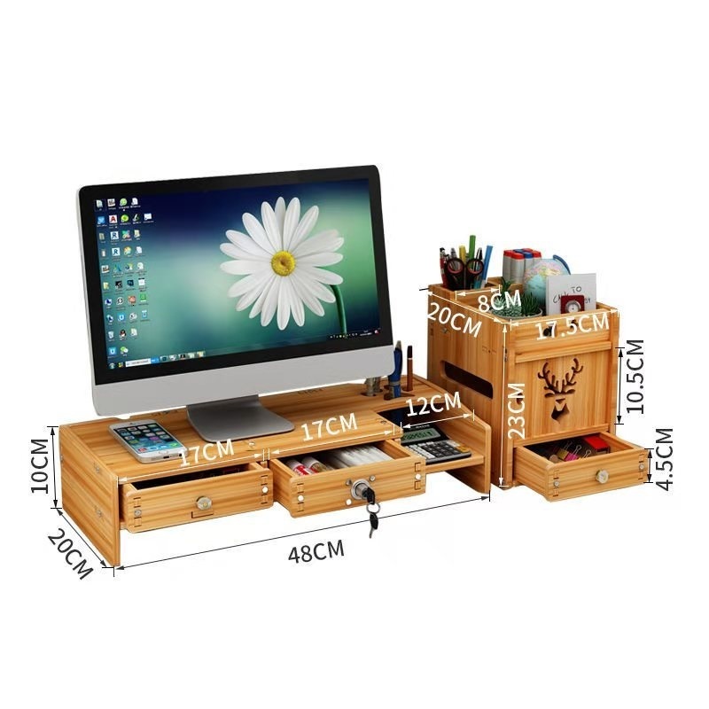 Pencil Cases Computer Elevated Monitor Bracket Desktop Storage Shelf Desk Rack 230705