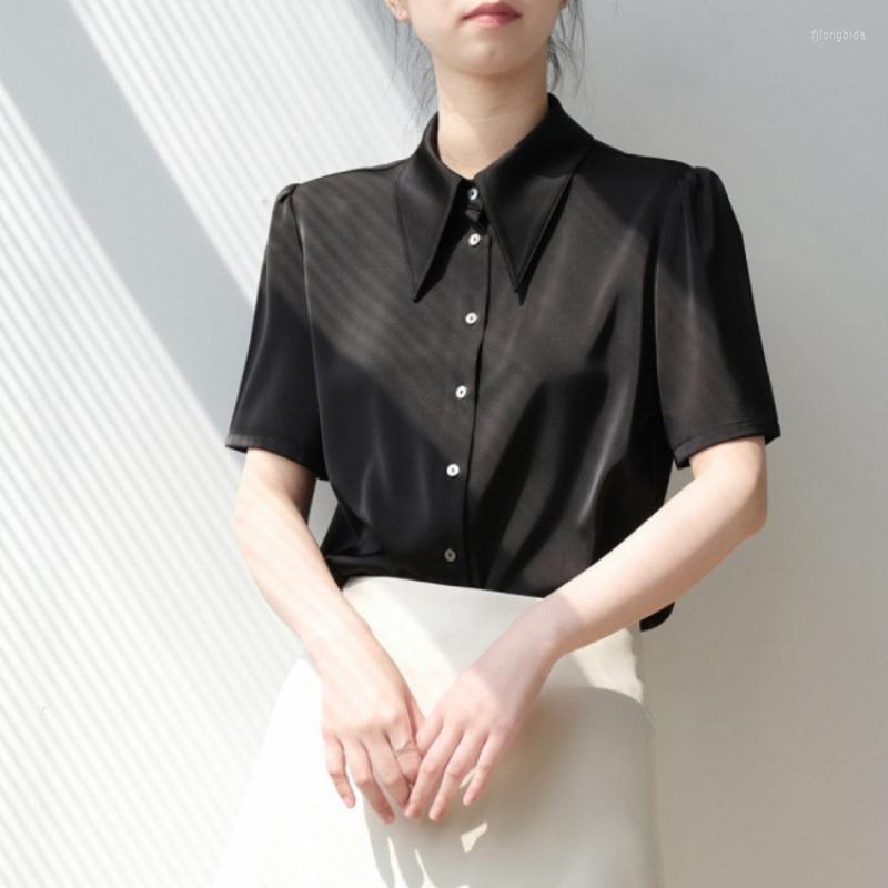 Women' Blouses Summer Fashion Woman Blouse 2023 White Satin Short Sleeved Shirt Shirts And For Women, Black
Women' Blouses Summer Fashion Woman Blouse 2023 White Satin Short Sleeved Shirt Shirts And For Women, Black