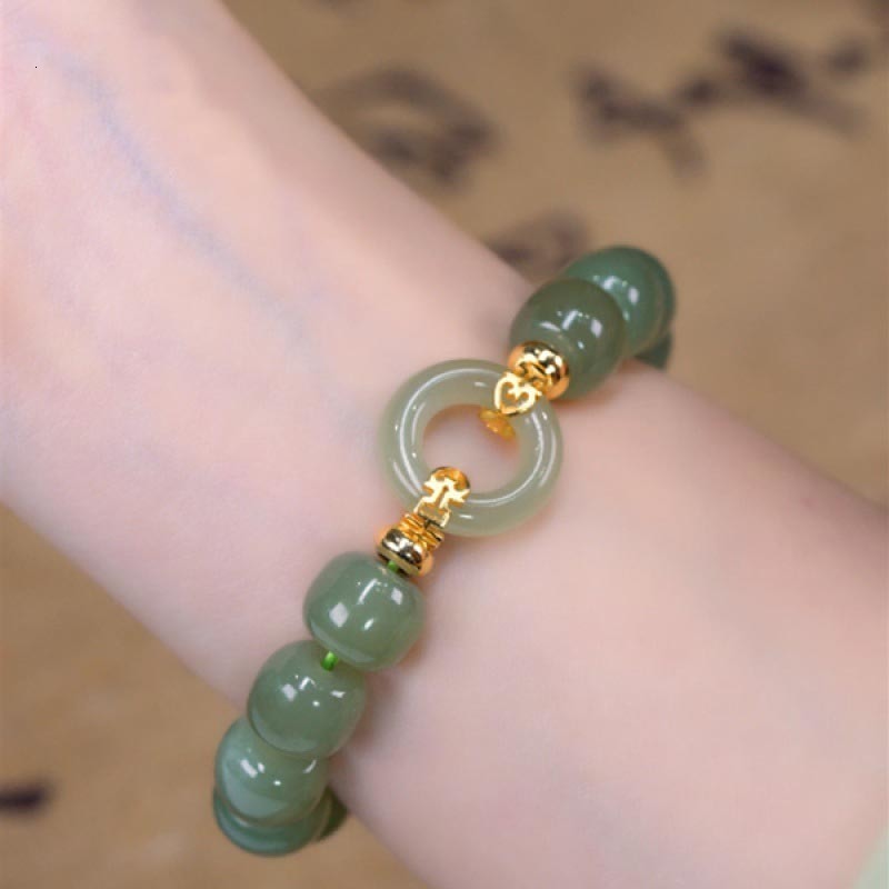 Chain Bohemian Vintage Beaded Natural Hetian Jade Bracelet Elegant Retro Fashion Hand Ornaments Bracelet Women Casual Jewelry Gift 230706
