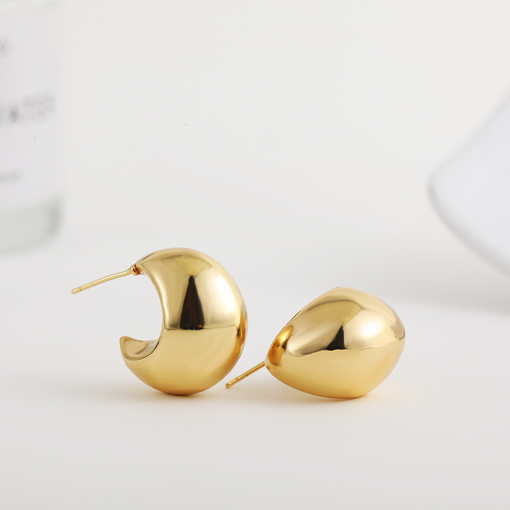 Ear Cuff Creative Beans Studs Metal Open Thick Hoops Chunky Earrings for Women Gold Plated Smooth Waterdrop Earrings Trendy Jewelry 230706