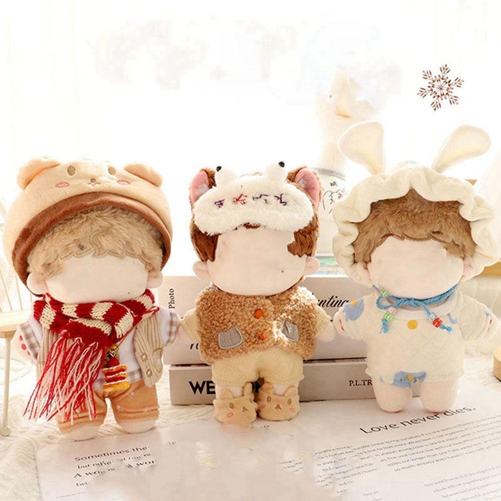 Doll Apparel 1 Set 20cm Doll Clothes Set Mini Overalls Hat Suits For Cotton Stuffed Dolls Toys Accessories Idol Doll Headwear Clothes Suit 230705