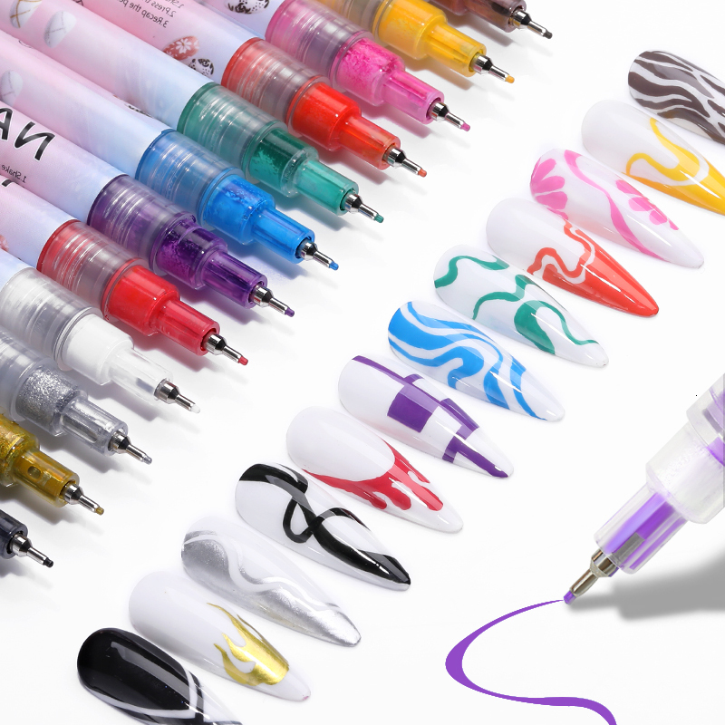 Nail Gel Nail Art Drawing Graffiti Pen Gel Pencil Plastic Waterproof Painting Liner Brush White Marker Pen Nail Manicure Decoration Tools 230706