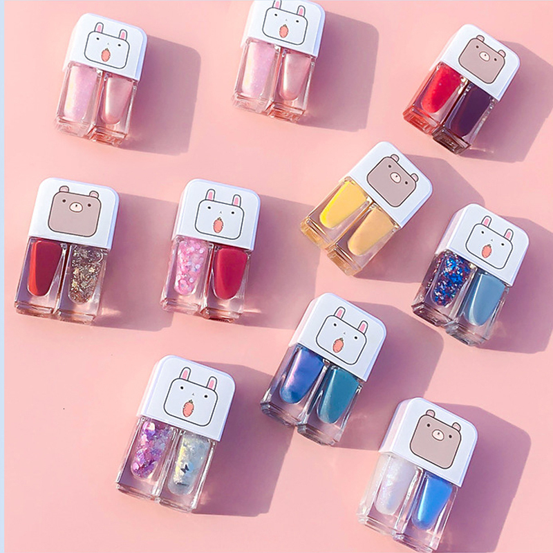 Nail Gel Manicure waterbased bright scrub can tear Gemini nail polish two bottles set twin nail polish combination glitter nal art tools 230706