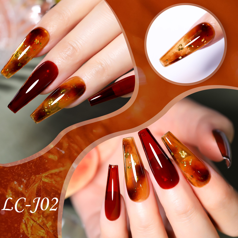 Nail Polish LILYCUTE 7ML Jelly Amber Gel Nail Polish Brown Crystal Translucent Dull Color Nail Art Gel Semi Permanent UV Gel Polish Varnish 230706