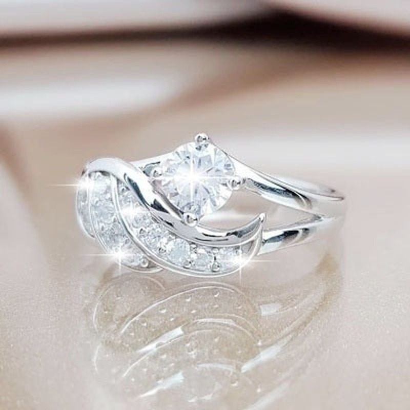 Wedding Rings Classic Fashion Women Rings Metal Gold Color White Zircon Ring for Women Romantic Bride Girl Proposal Ring Wedding Jewelry Gift 230706