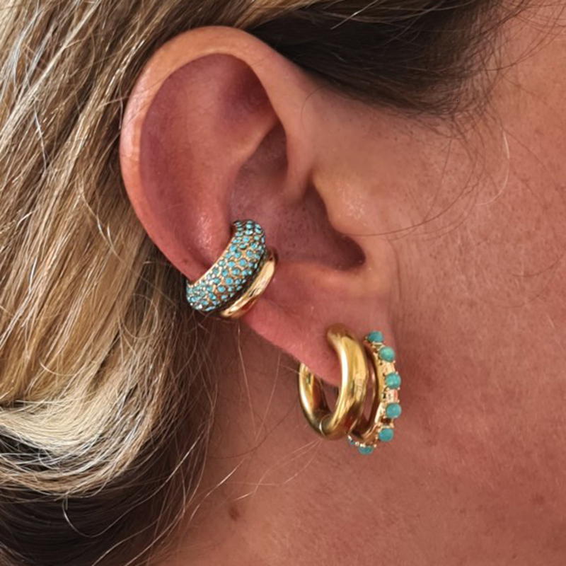 Ear Cuff Arrival Multicolor CZ Crystal Ear Cuff Stackable C Shaped Ear Clips No Pierced Cartilage Earring for Women Earcuffs 230706